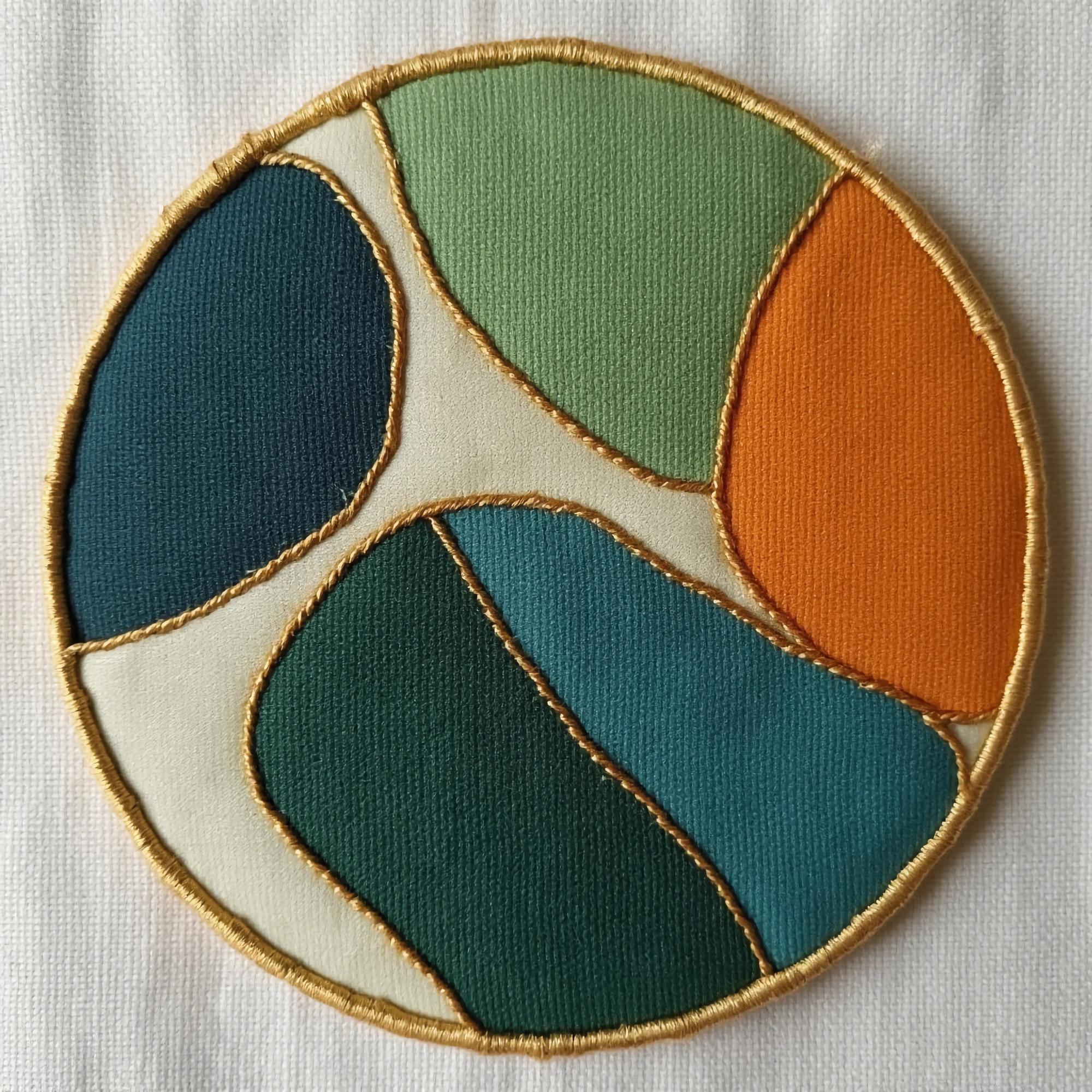 stack of embroidered patches with subtle palettes